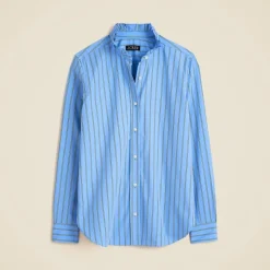 Petite Jules ruffle-collar shirt in striped cotton poplin