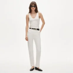 Petite nipped straight jean in stretch