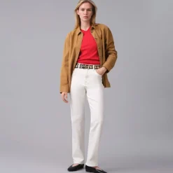 Petite nipped straight jean in stretch