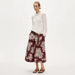 Petite pull-on midi skirt in pineapple garden print