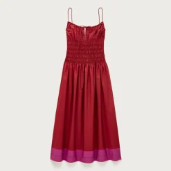 Petite Reverie dress in colorblock cotton poplin