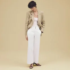 Petite slim-wide jean with stacked buttons