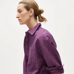 Petite Étienne oversized shirt in dobby stripe