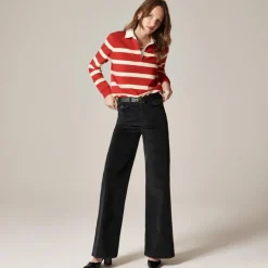 Petite wide-leg trouser in washed velvet