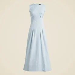 Pintuck midi dress in stretch twill