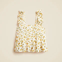 Pintuck peplum top in budding rose print