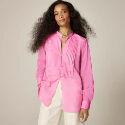 Pintuck top in cotton voile