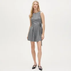 Pleated mini dress with tie detail