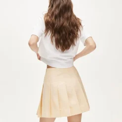 Pleated mini skirt in Gramercy linen blend