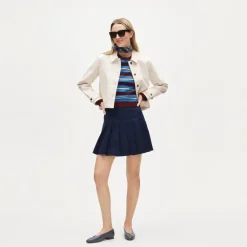 Pleated mini skirt in Gramercy linen blend