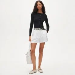 Pleated short in cotton-nylon blend