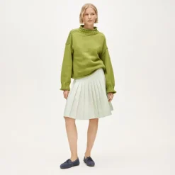 Pleated skirt in cotton poplin