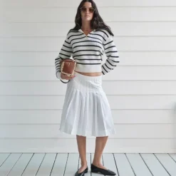Pleated skirt in cotton poplin