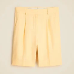 Pleated trouser short in luster canvas