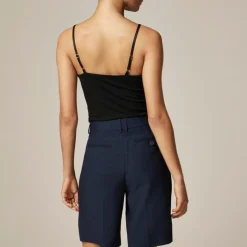 Pleated trouser short in luster canvas