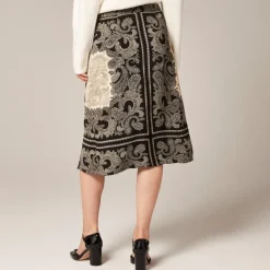 Pleated wrap skirt in paisley scarf print