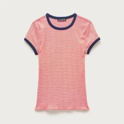 Pointelle ringer T-shirt in stripe