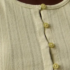 Pointelle short-sleeve knit cardigan