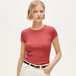 Pointelle short-sleeve T-shirt