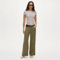 Pointelle short-sleeve T-shirt in stripe