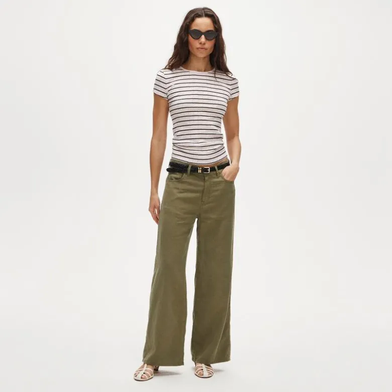 Pointelle short-sleeve T-shirt in stripe