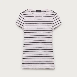 Pointelle short-sleeve T-shirt in stripe