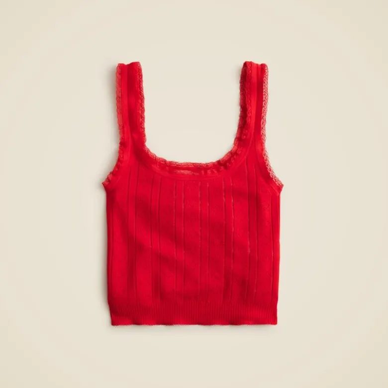Pointelle sweater-tank in premium ultrafine cotton