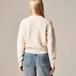 Popcorn-stitch cardigan in vintage wool