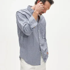 Poplin shirt with button-down collar