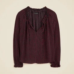 Popover top in ditsy floral crepe de chine