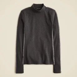 Premium rib turtleneck with whipstitch trim