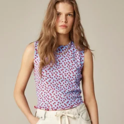 Premium ultra-fine cotton sweater shell in summer fields print
