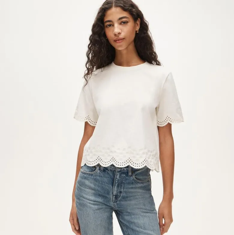 Premium-weight relaxed scalloped T-shirt