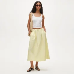 Pull-on midi skirt in cotton poplin