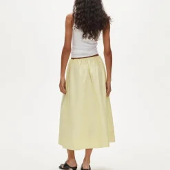 Pull-on midi skirt in cotton poplin