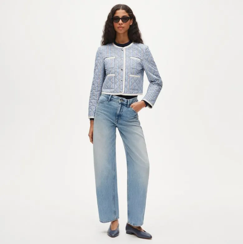 Quilted lady jacket in striped cotton
