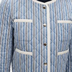 Quilted lady jacket in striped cotton