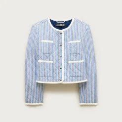 Quilted lady jacket in striped cotton