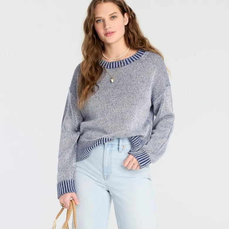Relaxed linen-cotton blend beach sweater