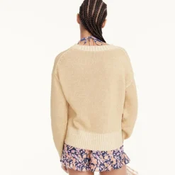 Relaxed linen-cotton blend beach sweater