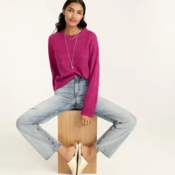 Relaxed saddle sleeve crewneck sweater