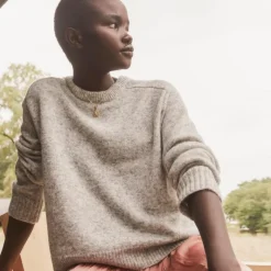 Relaxed saddle sleeve crewneck sweater