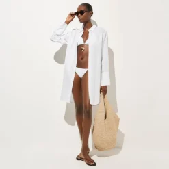 Relaxed-fit beach shirt in linen-cotton blend