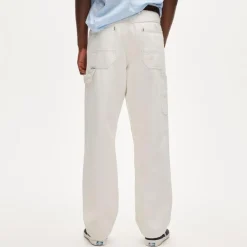 Relaxed-fit carpenter pant in faded stripe