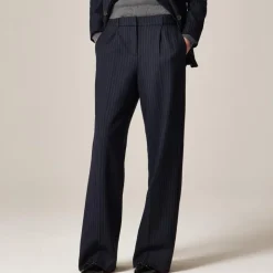 Relaxed-fit pleated pant in pinstriped wool blend