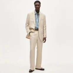 Relaxed-fit suit jacket in English merino wool–linen blend