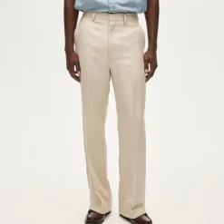 Relaxed-fit suit pant in English merino wool–linen blend