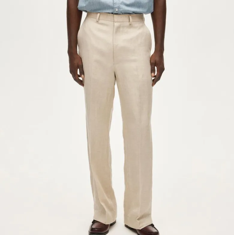 Relaxed-fit suit pant in English merino wool–linen blend