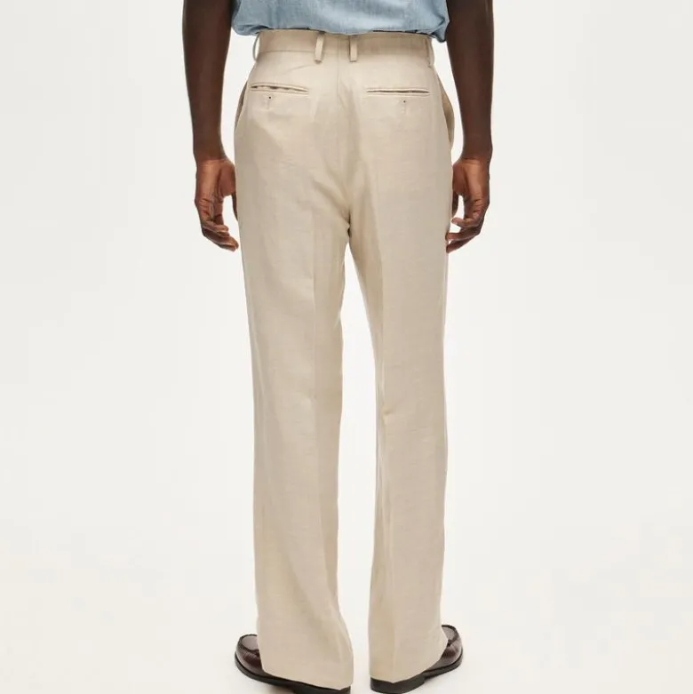 Relaxed-fit suit pant in English merino wool–linen blend