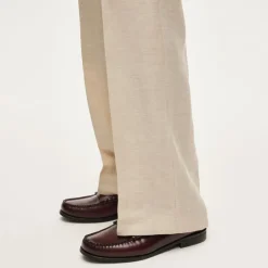 Relaxed-fit suit pant in English merino wool–linen blend